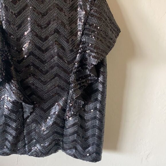 Bebe Black Sequence Dress with Side Ruffles - Picture 2 of 10